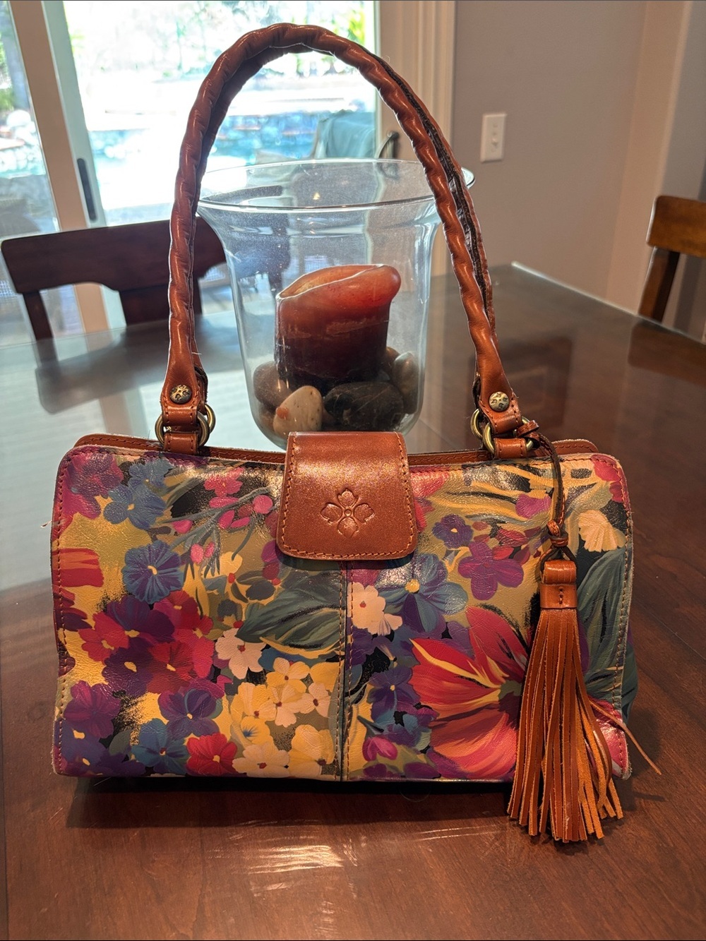 Patricia Nash Multi-Color Floral Leather-Trim Shoulder Bag